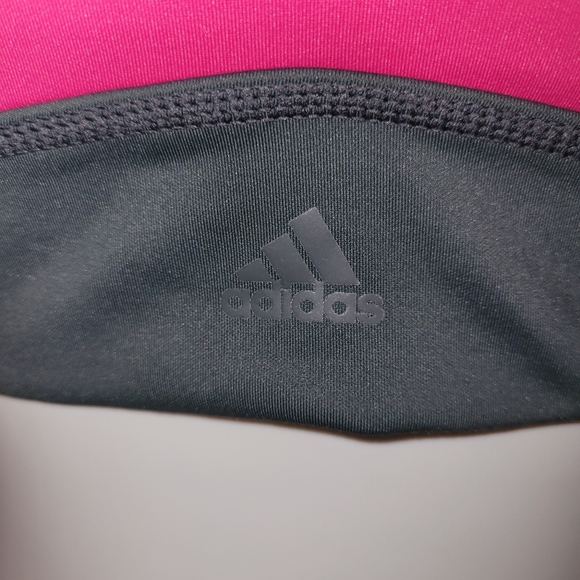 ADIDAS Medium Sports Bra Top Criss Cross Straps FUSHIA Gray NWT - Picture 4 of 8
